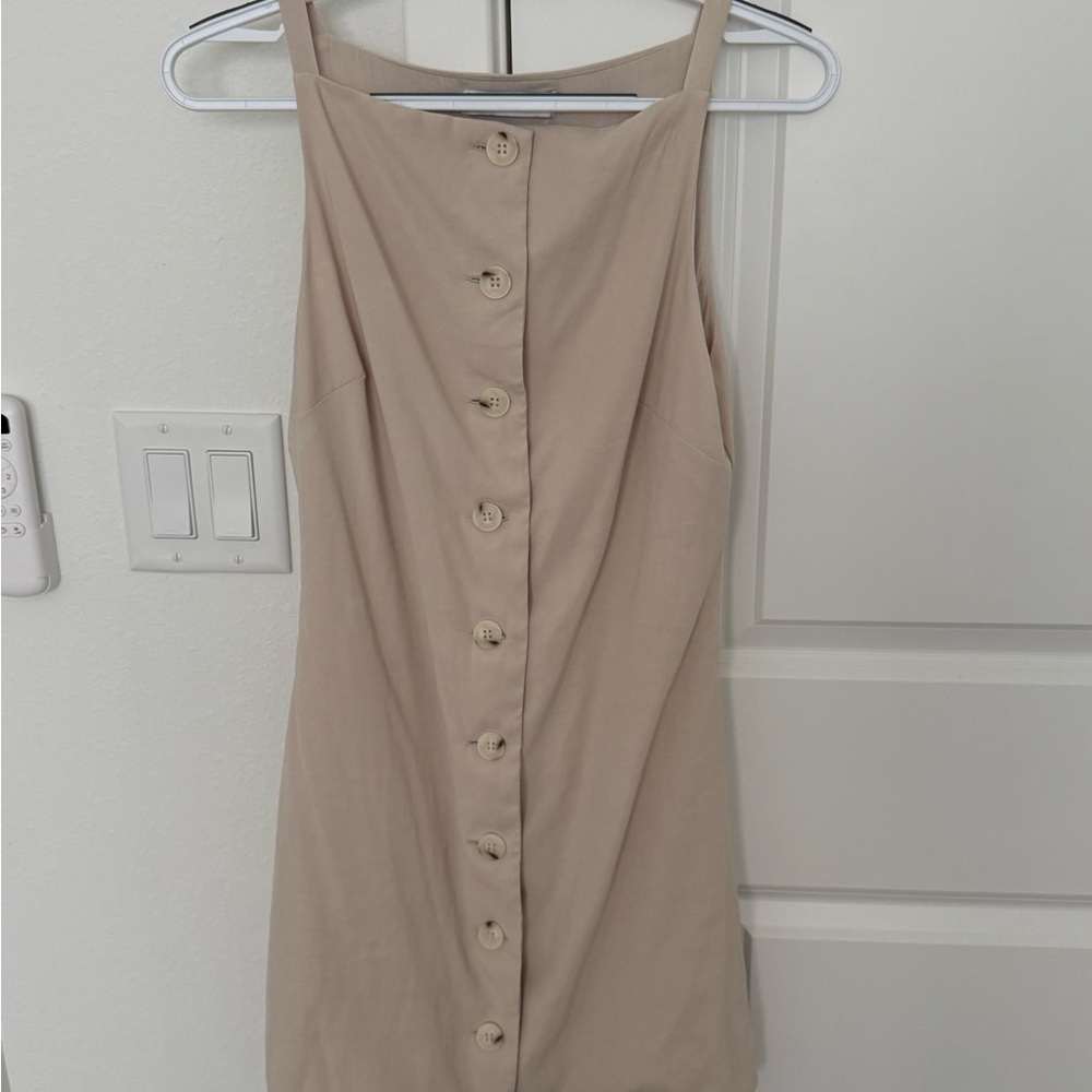 Mango Beige Button-Down Mini Dress